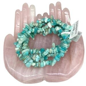 Amazonite Gemstone Chips Beaded Stretch Bracelet Stone Boho Beads Blue Crystal